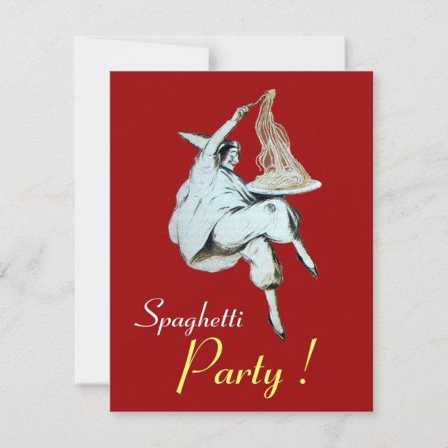 SPAGHETTI PARTY,ITALIAN KITCHEN red dinner, brunch Invitation (Front)
