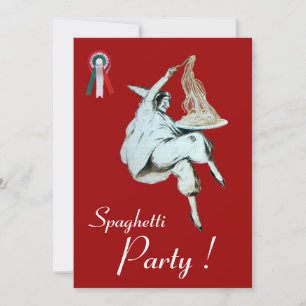 SPAGHETTI PARTY,ITALIAN KITCHEN red dinner,brunch Invitation