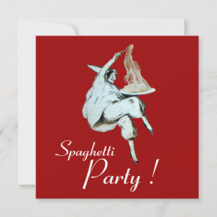 SPAGHETTI PARTY,ITALIAN KITCHEN red green dinner Invitation