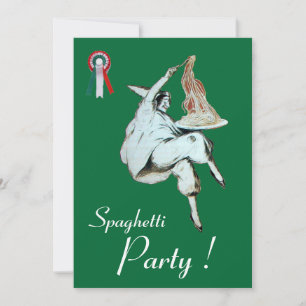 SPAGHETTI PARTY,ITALIAN KITCHEN red green dinner Invitation