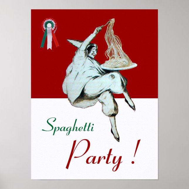 SPAGHETTI PARTY, ITALIAN KITCHEN ,red green white Poster (Front)