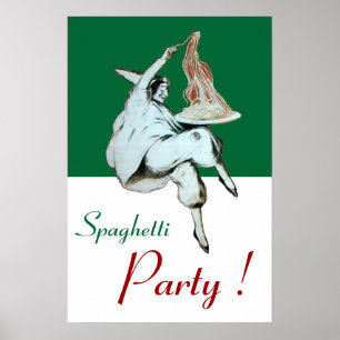 SPAGHETTI PARTY, ITALIAN KITCHEN ,red green white Poster