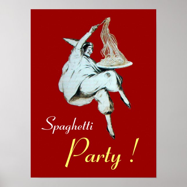 SPAGHETTI PARTY, ITALIAN KITCHEN ,red Poster (Front)
