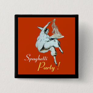 SPAGHETTI PARTY ITALIAN KITCHEN, RESTAURANT red 15 Cm Square Badge