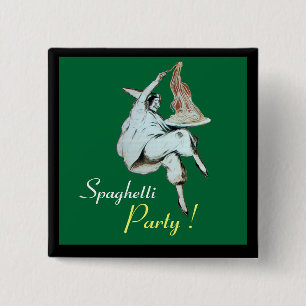 SPAGHETTI PARTY ITALIAN KITCHEN, RESTAURANT red 15 Cm Square Badge