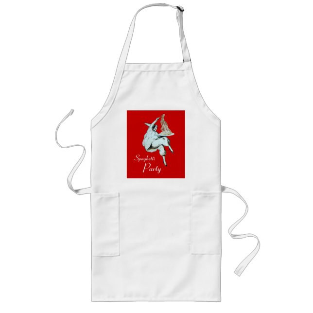 SPAGHETTI PARTY, ITALIAN KITCHEN,RESTAURANT Red Long Apron (Front)