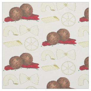 Spaghetti Pasta and Meatballs Italian Food Cooking Fabric