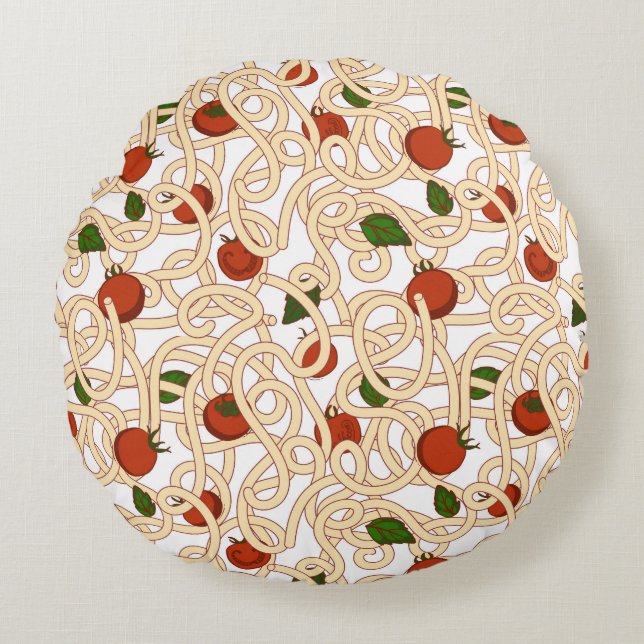 Spaghetti pasta Italian food with tomato Round Cushion (Front)