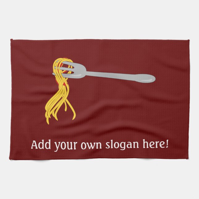 Spaghetti Pasta on Fork Design Tea Towel (Horizontal)