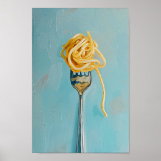 Spaghetti Pasta on Fork Wall Art for Kitchen