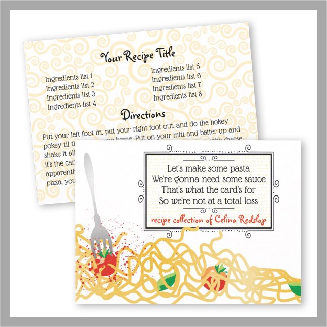 Spaghetti pasta sauce cooking cookbook recipe card (Creator Uploaded)