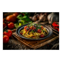 Spaghetti Puttanesca with Fresh Tomatoes and Olive