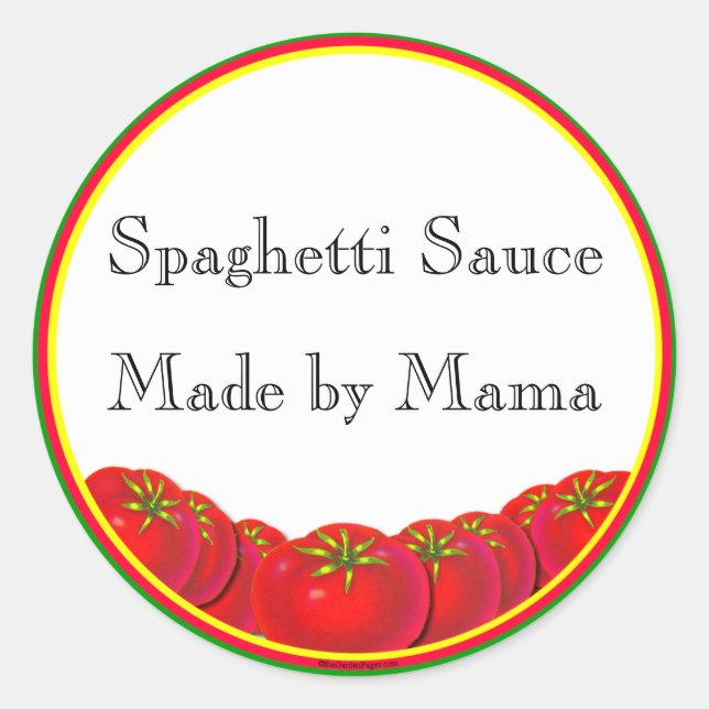 Spaghetti Sauce Customisable Canning Label Sticker (Front)
