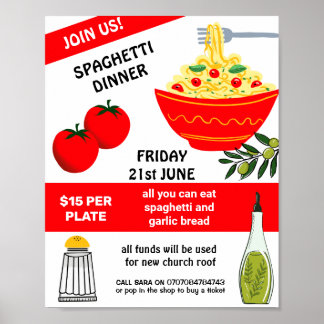 Spaghetti Spag Bowl Fundraiser Event Poster | Char