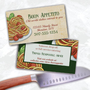 Spaghetti tomato Italian food catering chef Business Card