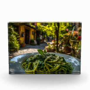 Spaghetti with Creamy Spinach Sauce Photo Block