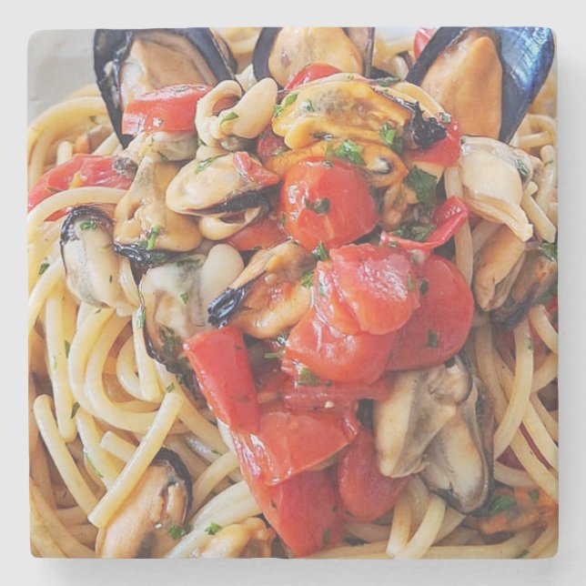Spaghetti with Mussels Food Coaster (Front)