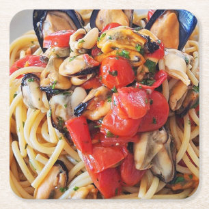 Spaghetti with Mussels Food Coaster