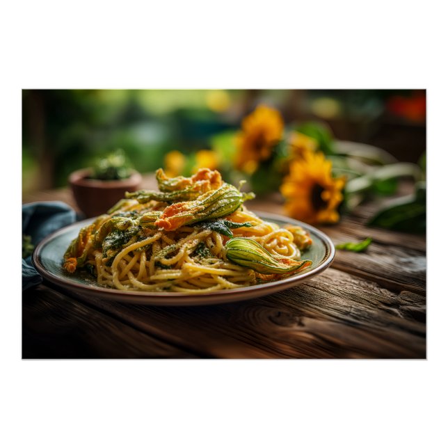 Spaghetti with Zucchini Blossoms Poster (Front)