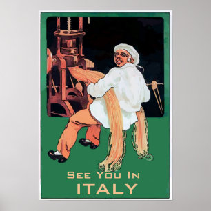 Spaghettini Pasta Man and Machine, edit text Poster