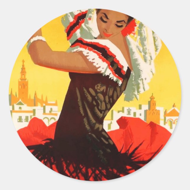 Spain 1959 Seville April Fair Poster Classic Round Sticker (Front)