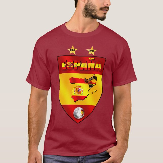 Spain 1964 2008 soccer futbol emblem shield T-Shirt (Front)