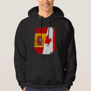 Spain and Canada Love and Friendship Flag Vintage Hoodie