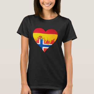 Spain and Norwegian Heart Heritage Flag T-Shirt