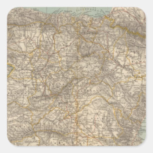 Spain And Portugal Atlas Map Square Sticker
