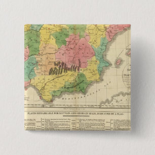 Spain and Portugal Chronology Map 15 Cm Square Badge