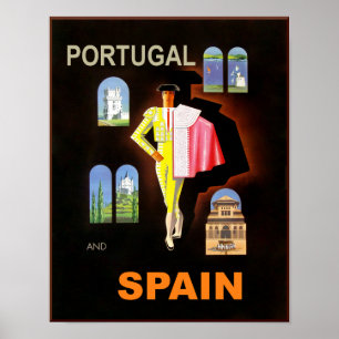 Spain and Portugal travel poster. Poster