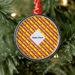 Spain and Spanish Flag Tiled with Your Name Metal Tree Decoration
