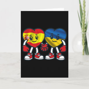Spain And Ukraine Hearts Friendship Card