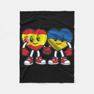 Spain And Ukraine Hearts Friendship  Fleece Blanket