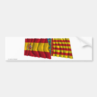 Spain and Valencia waving flags Bumper Sticker