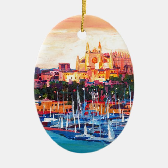 Spain Balearic Island Palma De Mallorca Ceramic Tree Decoration (Front)