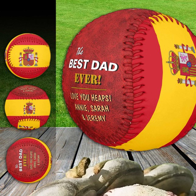 Spain Best Dad, patriot Dads, Spanish Flag Baseball (Creator Uploaded)