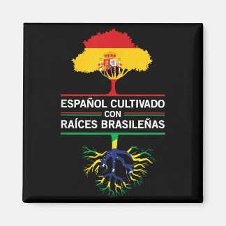 Spain Brazil Flags Heritage Gift Expat Fans Magnet