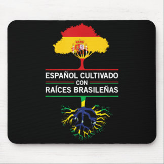 Spain Brazil Flags Heritage Gift Expat Fans Mouse Pad