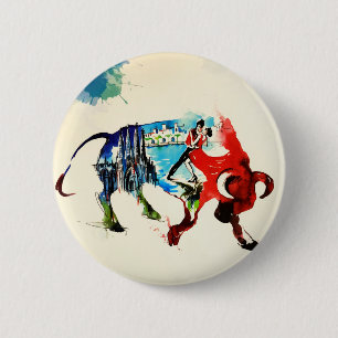 Spain Bull Vintage Travel Love Watercolor 6 Cm Round Badge