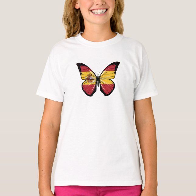 Spain Butterfly Flag T-Shirt (Front)