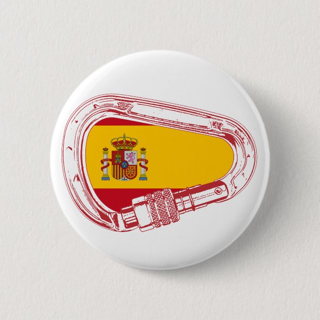 Spain Carabiner Flag 6 Cm Round Badge (Front)
