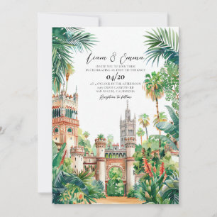 Spain Castle watercolor Wedding Invitation