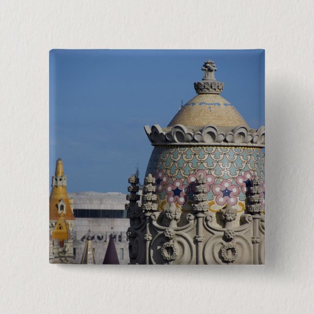 Spain, Catalonia, Barcelona. Barcelona roof top 15 Cm Square Badge (Front)