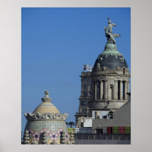 Spain, Catalonia, Barcelona. Barcelona roof top 2 Poster