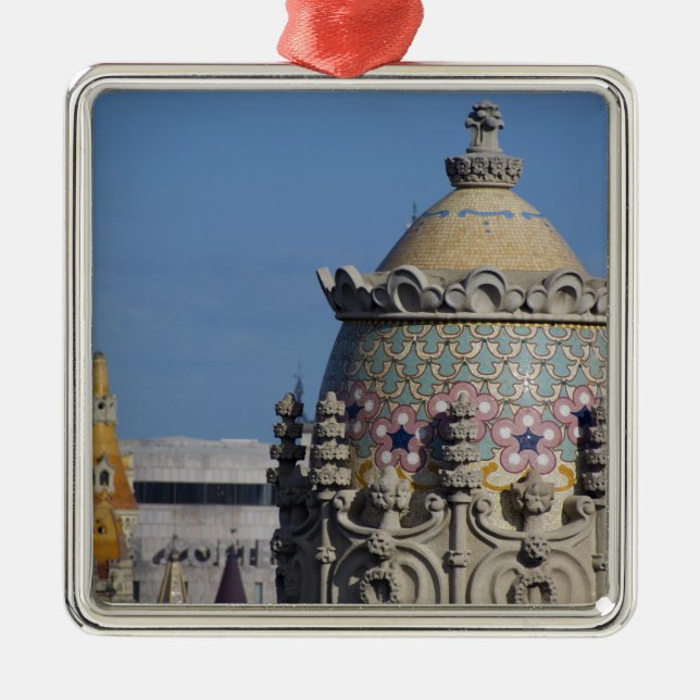 Spain, Catalonia, Barcelona. Barcelona roof top Metal Tree Decoration (Front)