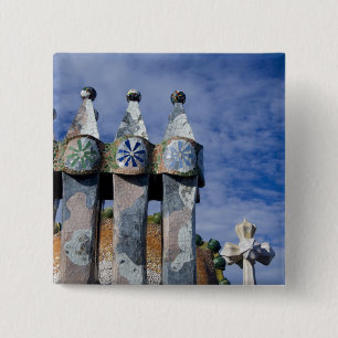 Spain, Catalonia, Barcelona. Casa Batllo (1906). 2 15 Cm Square Badge
