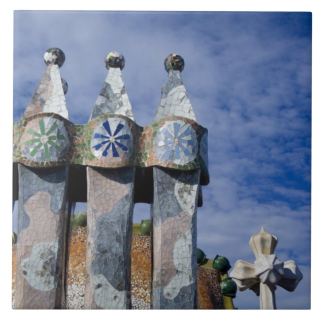 Spain, Catalonia, Barcelona. Casa Batllo (1906). 2 Tile (Front)
