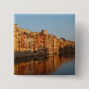 Spain. Catalonia. Gerona. Houses on the Onyar 15 Cm Square Badge