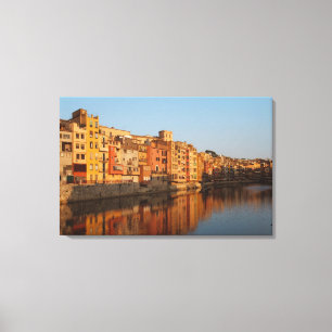 Spain. Catalonia. Gerona. Houses on the Onyar Canvas Print
